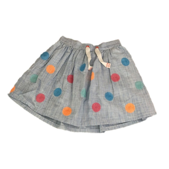 Blue White Striped skirt with sequin Dots side pockets Girls size 10 - Picture 4 of 6